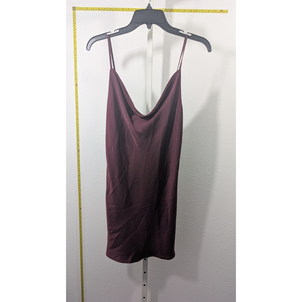 Forever 21 Womens Burgundy Satin Cowl Neck Slip Dress Mini Wine Red Size Small